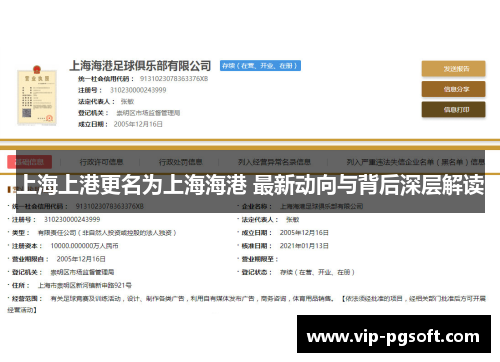 上海上港更名为上海海港 最新动向与背后深层解读